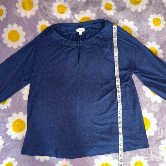 j. jill Smocked 3/4 Sleeve Top Super Soft Button Accent Sz XL - Picture 5 of 6